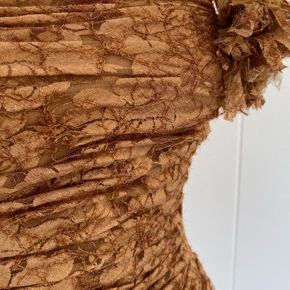 Lillie Rubin Strapless lace metallic gold top sz 4 - Picture 4 of 4